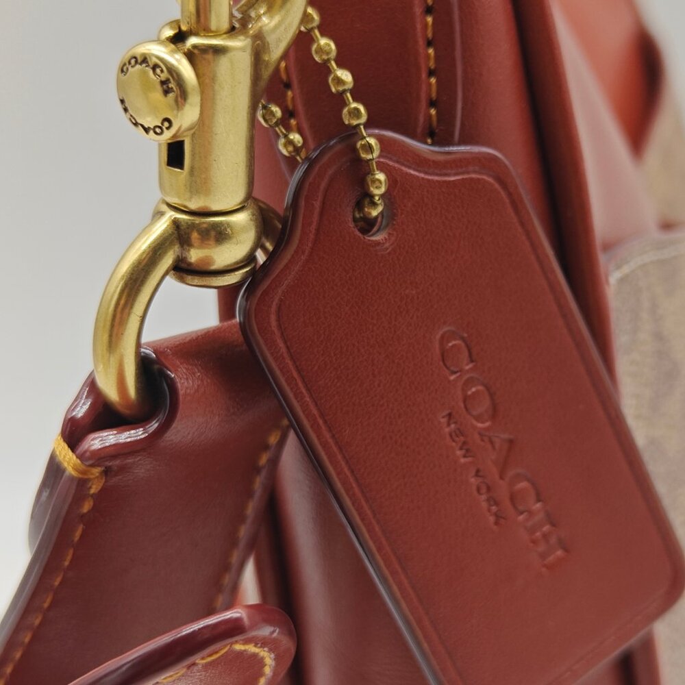 COACH Chaise logo coated canvas women's large crossbody bag purse - Rust/Brown - Picture 5 of 16